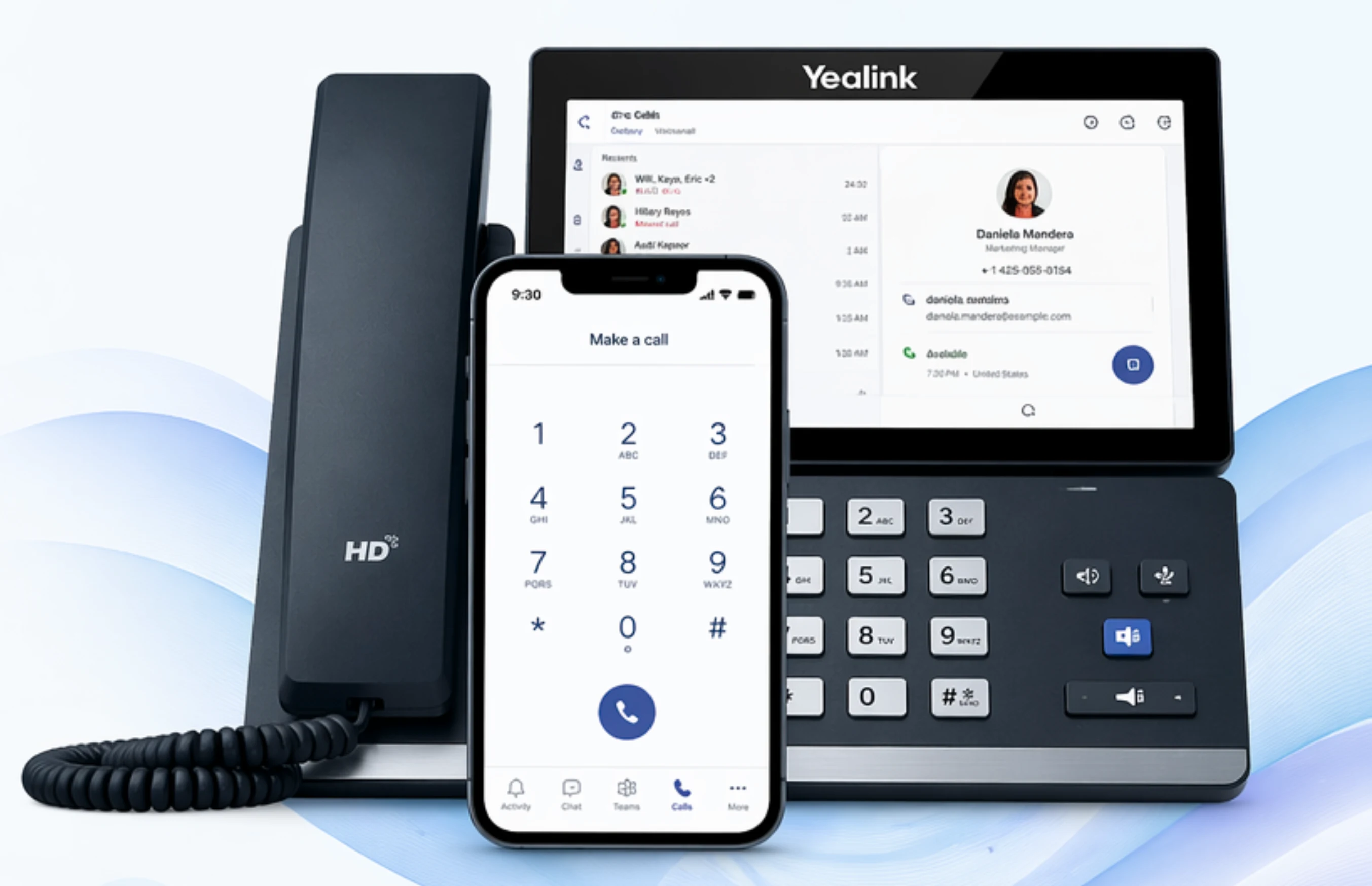 Microsoft Teams Phone on a Yealink desk phone and smartphone